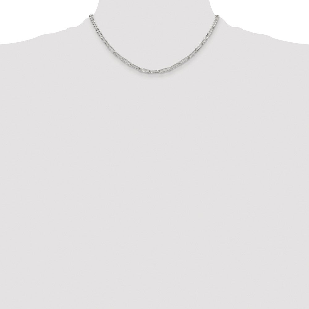 Sterling Silver Rhodium-plated Polished 3.5mm Elongated Cable Chain