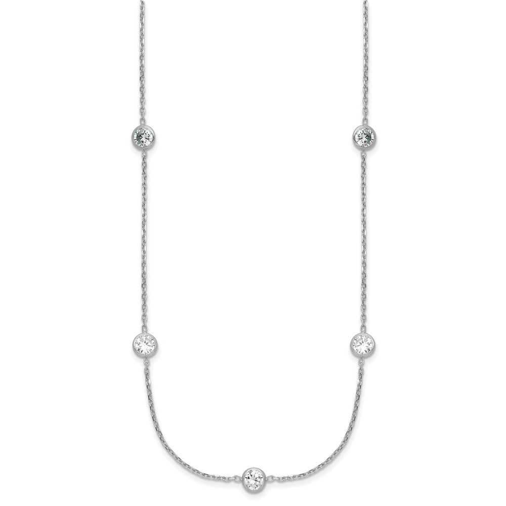 Sterling Silver Rhodium-plated 11-Station CZ Polished Necklace 24 Inches