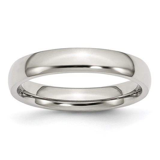 Stainless Steel Polished 4mm Half Round Band Size - 7.5