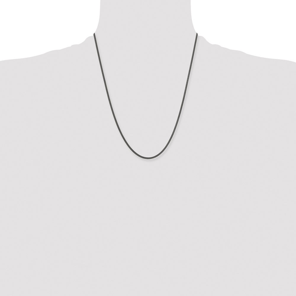 Stainless Steel Polished Black IP-plated 2.25mm Round Curb Chain
