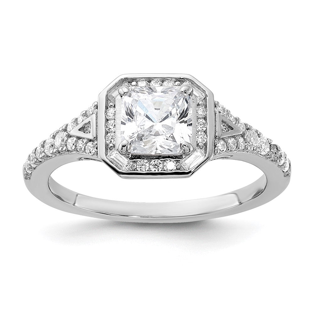 Sterling Shimmer Sterling Silver Rhodium-plated CZ 41 Stone Open Back Ring