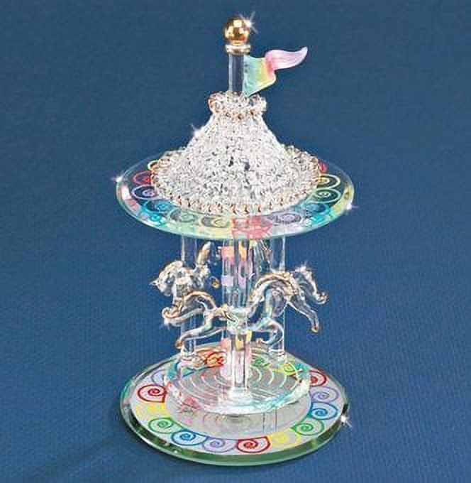 Glass Baron Handcrafted Glass Carousel Figurine with 22k Gold Accents QGM15133