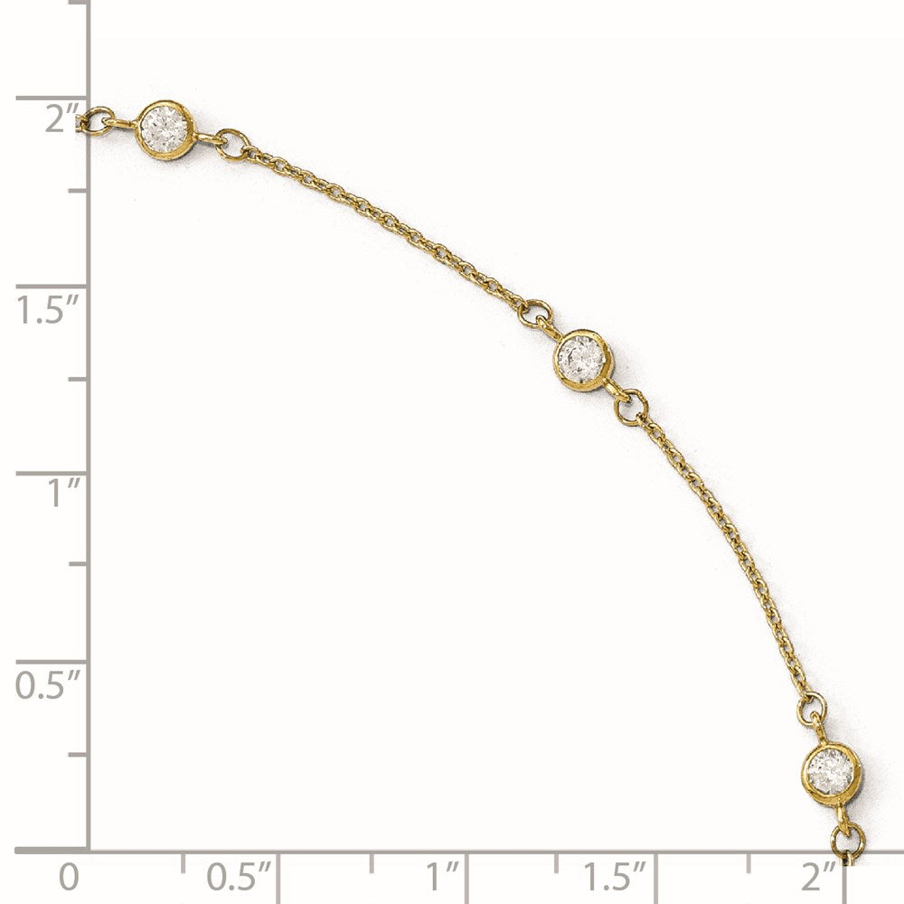 14K CZ Polished with 1in ext. Anklet