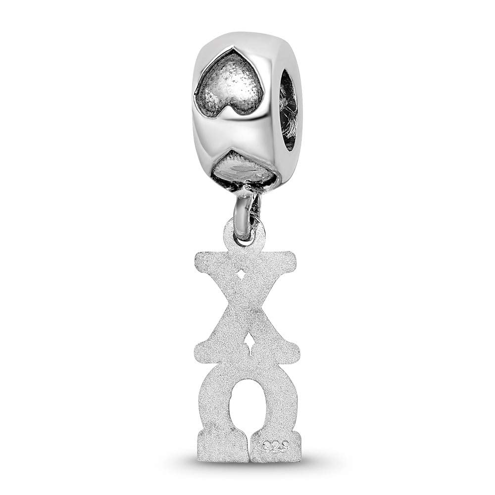 Sterling Silver RH-plated LogoArt Chi Omega Vertical Letters Heart Bead QCHO005BD2-SS