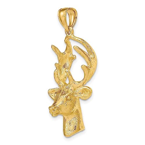 FJC Finejewelers 14k Yellow Gold 3d Deer Head with 8 Point Antlers Charm