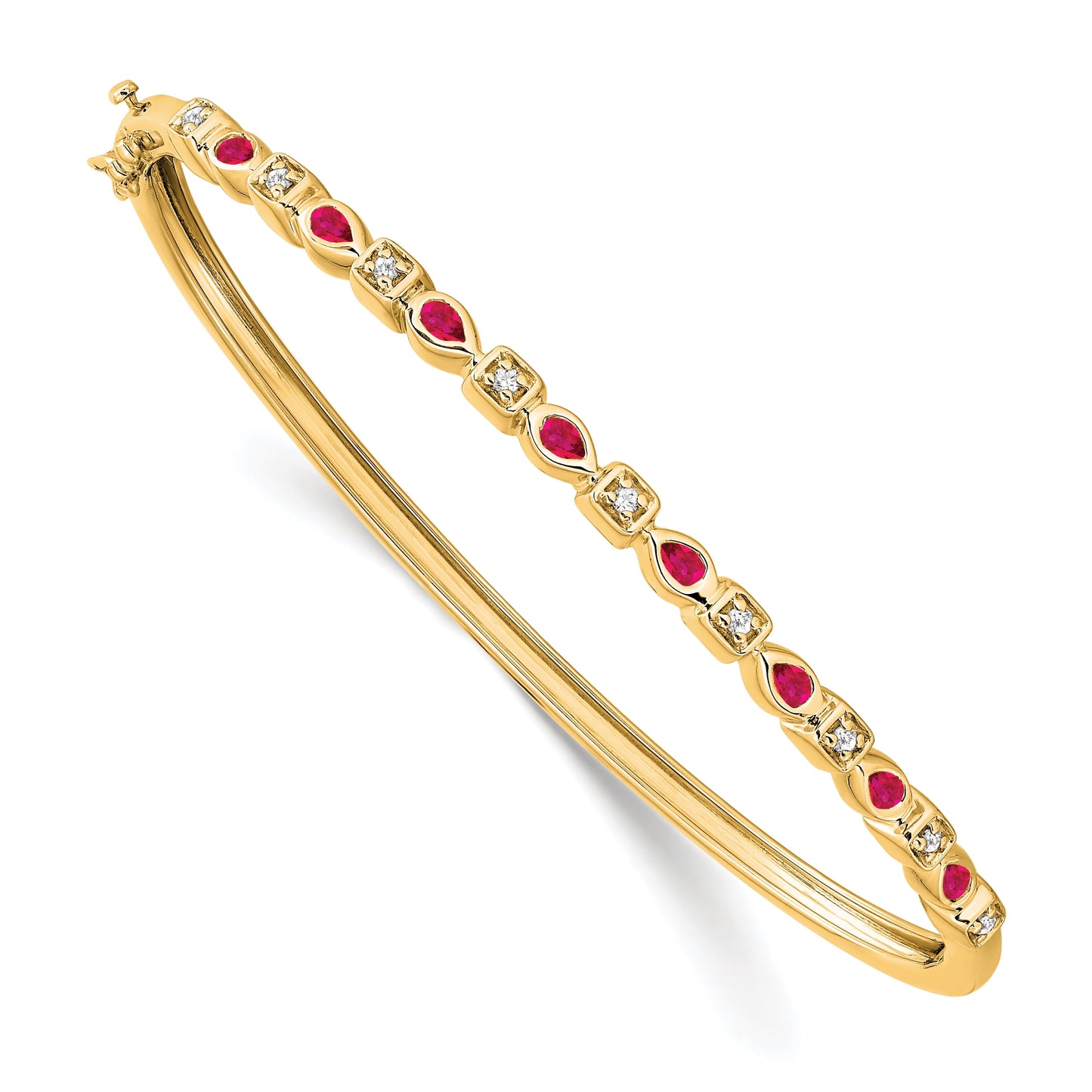 Primal Gold 14 Karat Yellow Gold Ruby and Diamond Bangle