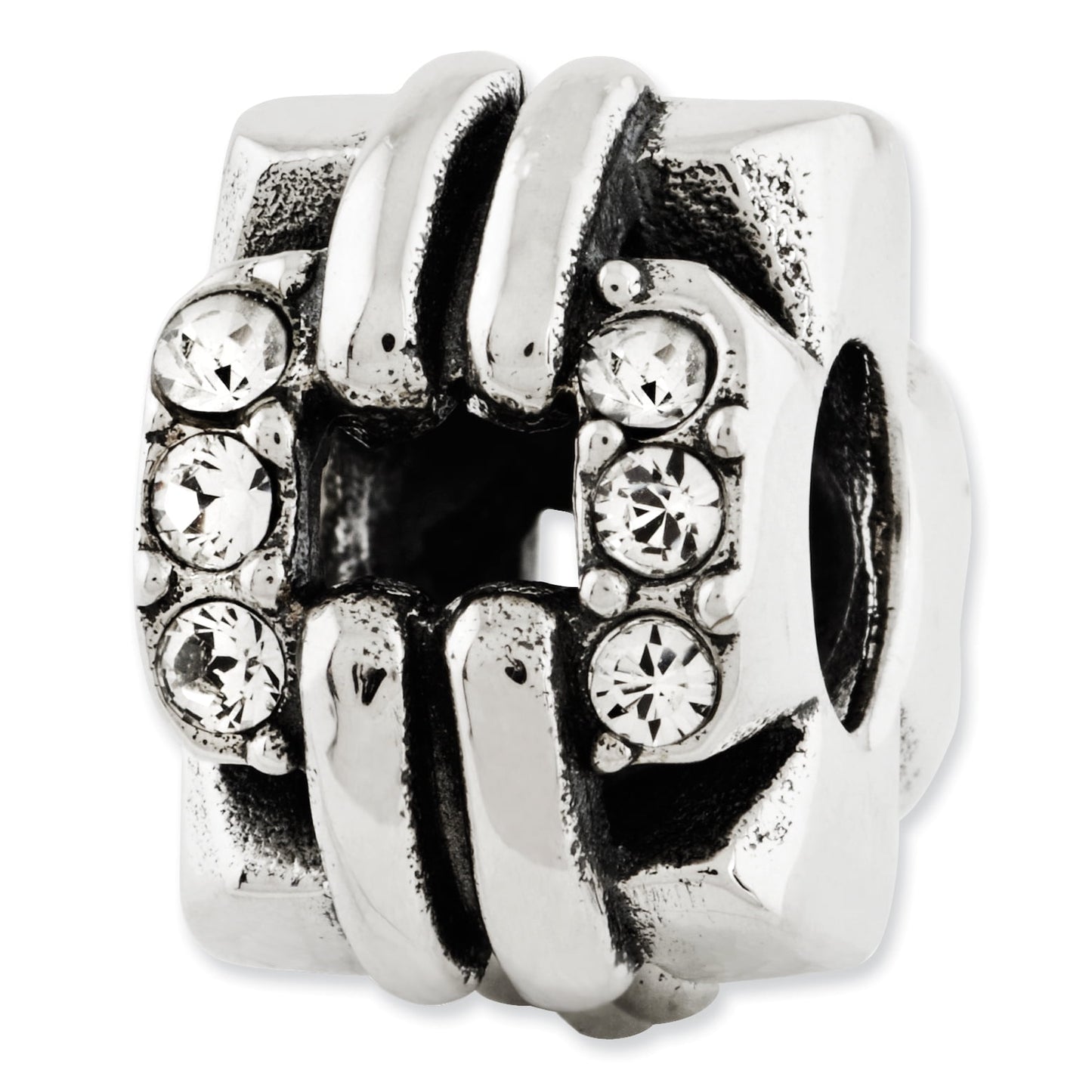 Sterling Silver Reflections Crystal Squares Bali Bead