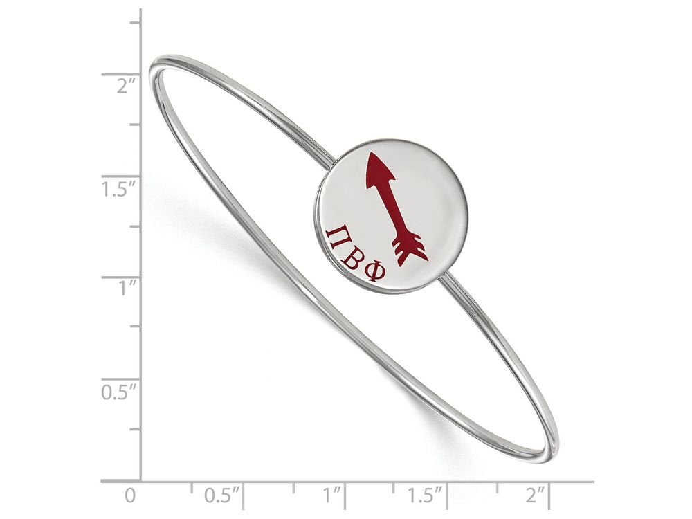 Sterling Silver Official Licensed Greek Sororities Pi Beta Phi (???) Enameled Slip-on Bangle