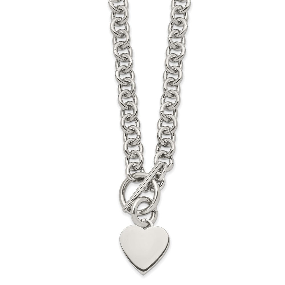 Stainless Steel Polished Heart Toggle 18in Necklace