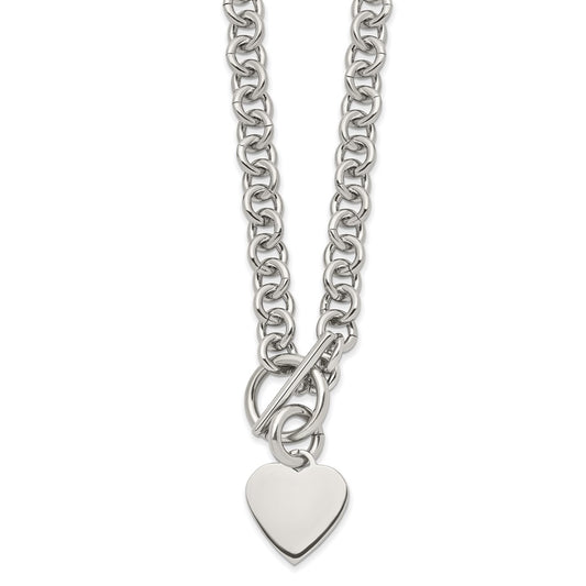 Stainless Steel Polished Heart Toggle 18in Necklace