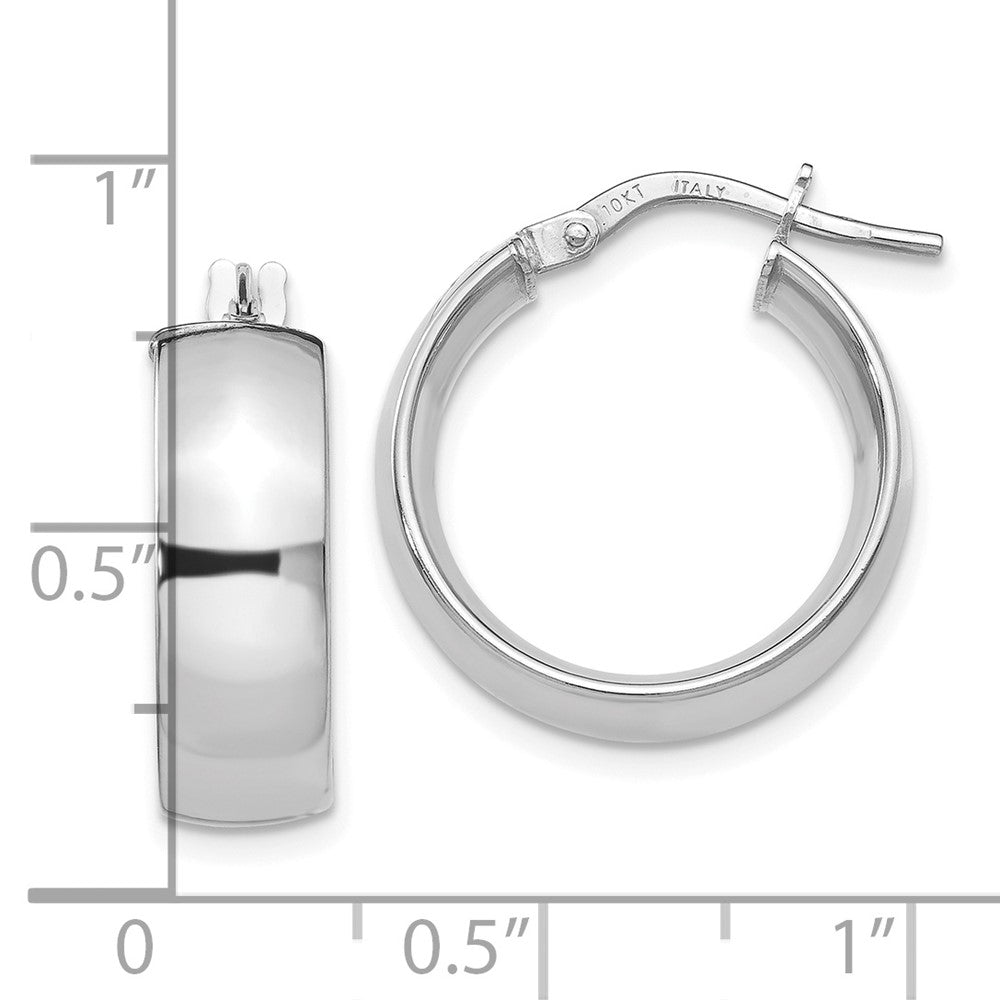 10K White Gold Polished Hoop Earrings