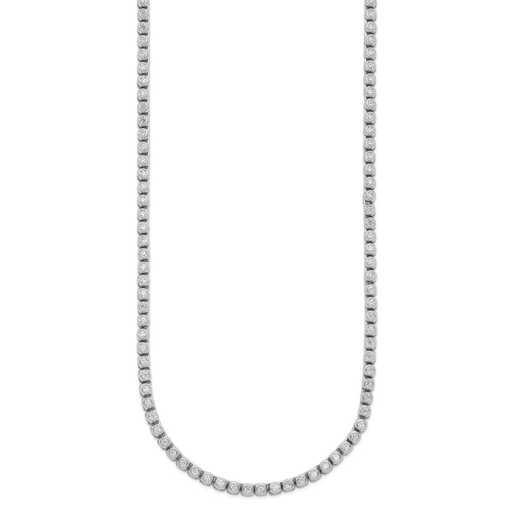 Sterling Shimmer Sterling Silver Rhodium-plated Bezel Set 1.7mm CZ 159 Stone 20 inch Necklace 20 Inches