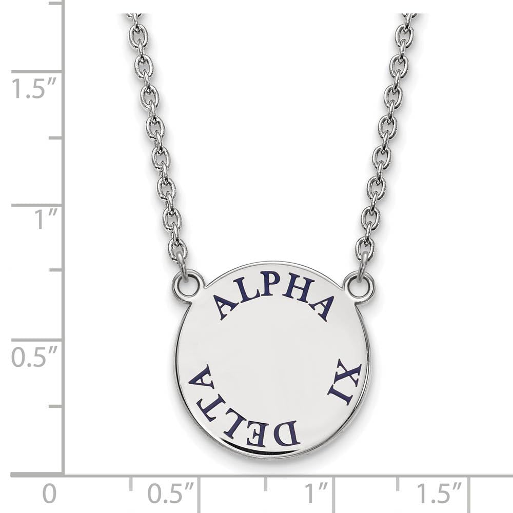 Sterling Silver 18in Official Licensed Greek Sororities Alpha Xi Delta (???) Small Enamel Pendant w/Necklace