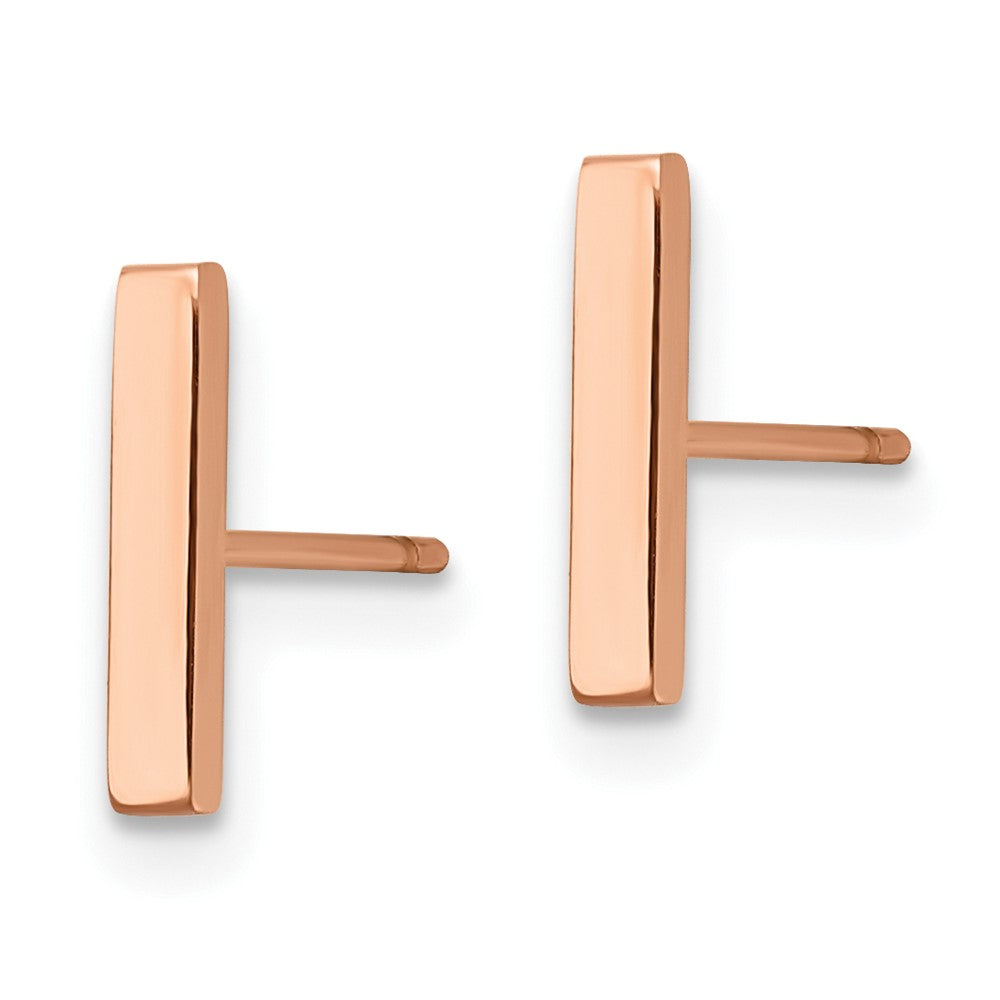 Stainless Steel Polished Rose IP-plated Bar Post Earrings