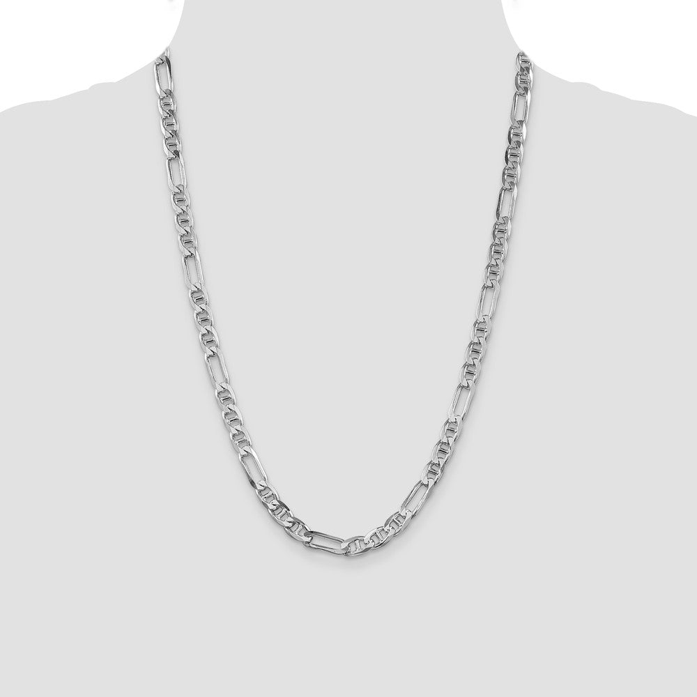 Sterling Silver Rhodium-plated 6.5mm Figaro Anchor Chain 24 Inches