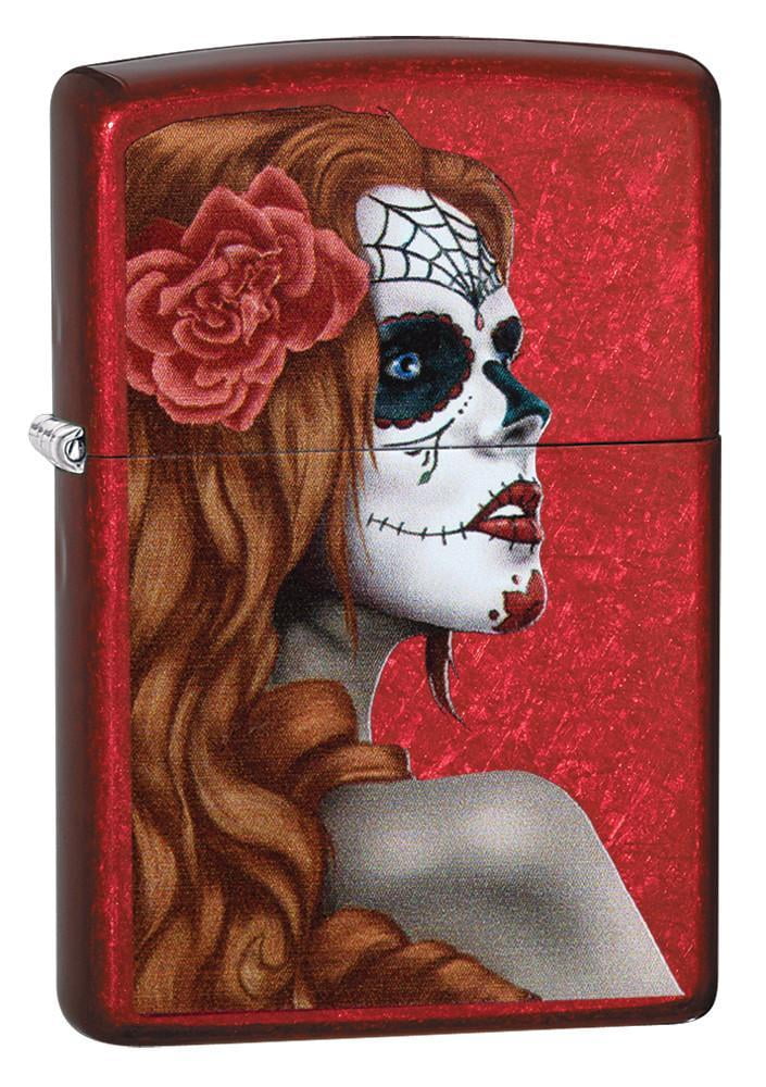 Zippo Day of The Dead Girl Candy Apple Red Pocket Lighter