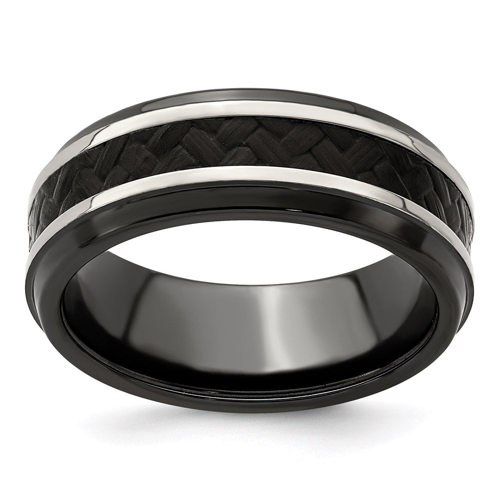 Edward Mirell 8mm Blk Ti Stepped Press Fit w/ Black Carbon Fiber Insert Ban