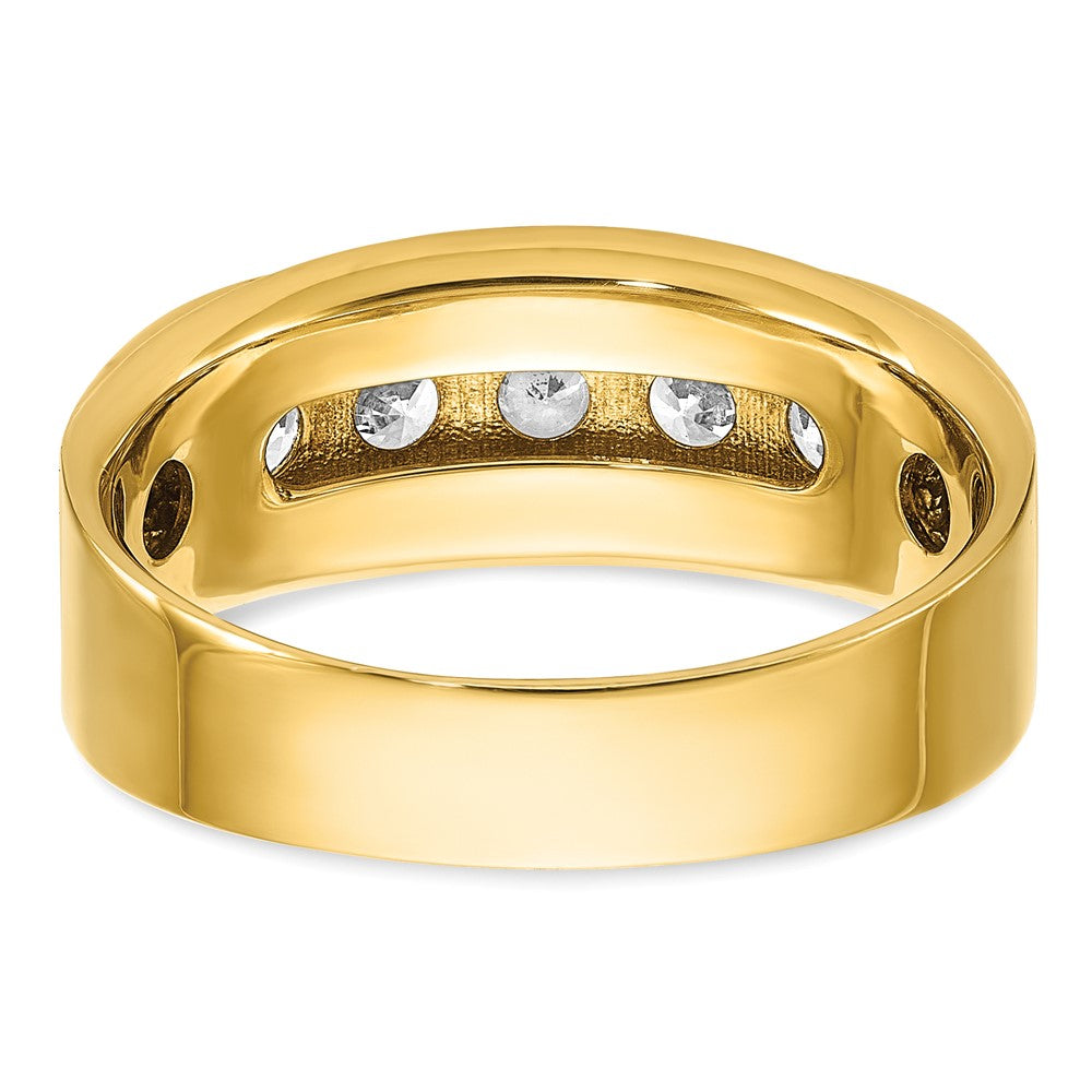 IBGoodman 14k with White Rhodium 1 carat Lab Grown Diamond VS/SI+ G+ Five Stone Complete Polished and Brushed Men's Ring