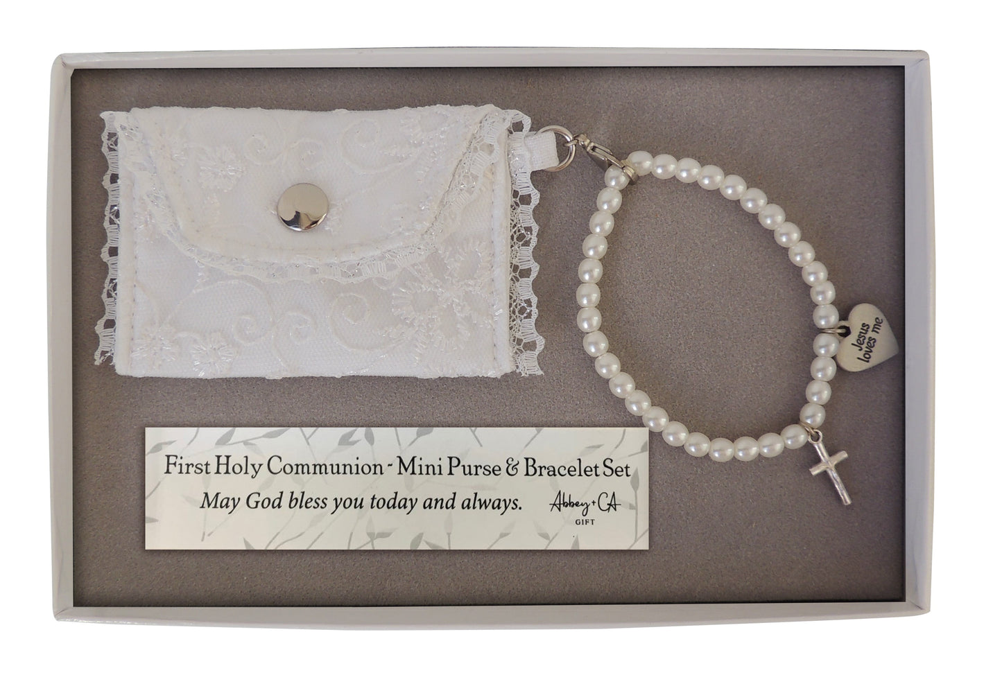 First Communion Purse With Pearl Bracelet