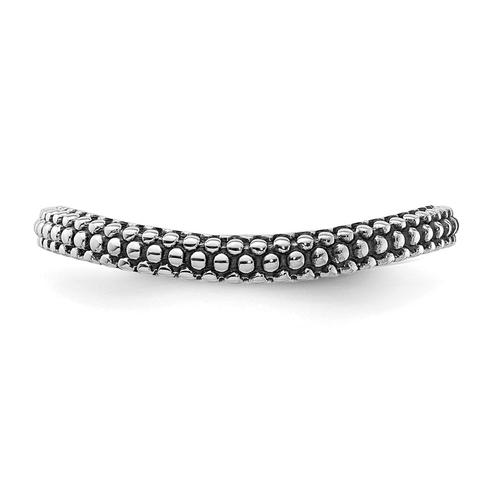 Sterling Silver Stackable Expressions Polished Antiqued Wave Ring Size -8