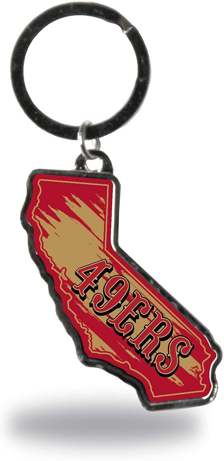 Rico Industries NFL San Francisco 49ers State Shape Keychain, 2 x 3-inches