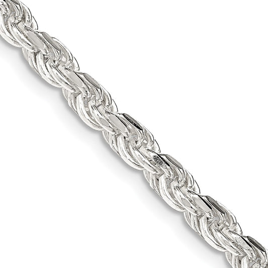 Sterling Silver 4.25mm Diamond-cut Rope Chain 22 Inches
