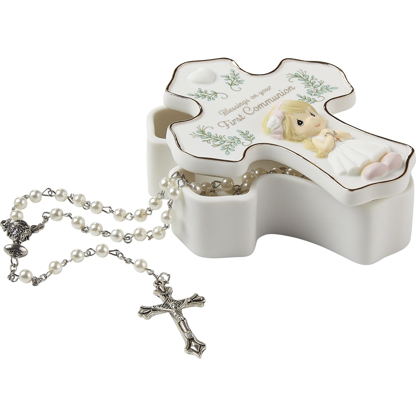 Precious Moments Blessings On Your First Communion Girl Rosary Box with Rosary, Count 1