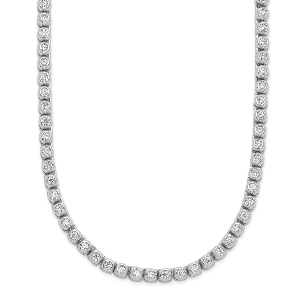 Sterling Shimmer Sterling Silver Rhodium-plated Bezel Set 1.7mm CZ 135 Stone 17 inch Necklace 17 Inches