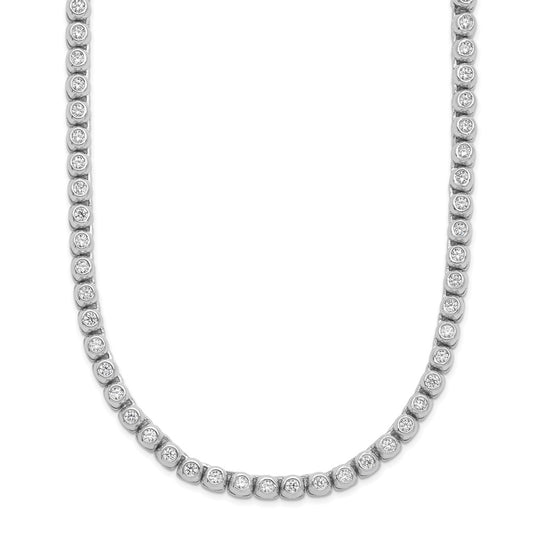 Sterling Shimmer Sterling Silver Rhodium-plated Bezel Set 1.7mm CZ 135 Stone 17 inch Necklace 17 Inches