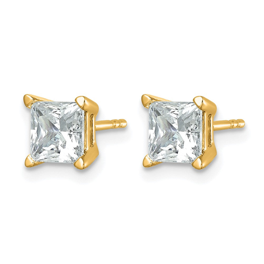14k 2 carat Lab Grown Diamond VS+ F+ Princess Complete Four Prong Stud Earrings