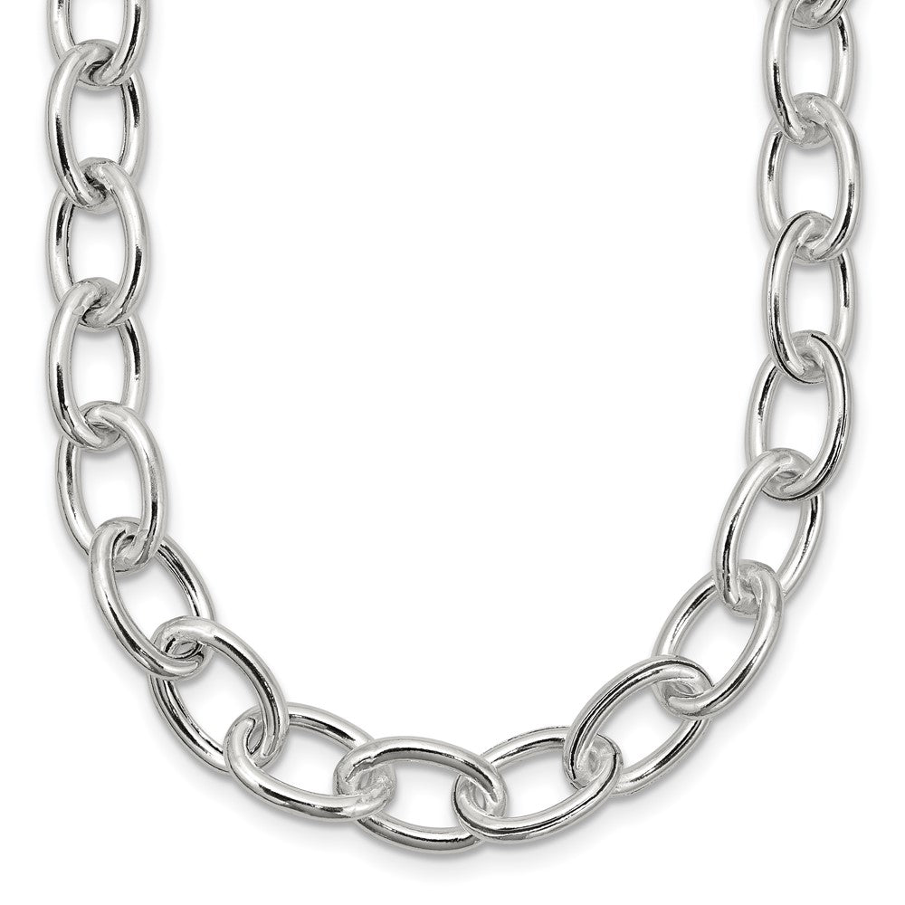 Sterling Silver Open Link Cable 8.50mm Necklace 18 Inches