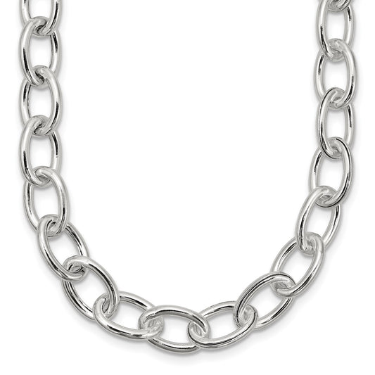 Sterling Silver Open Link Cable 8.50mm Necklace 18 Inches