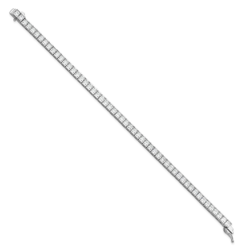 Sterling Shimmer Sterling Silver Rhodium-plated Square 3.5mm x 3.5mm CZ 54 Stone 8 inch Bracelet 8 inches