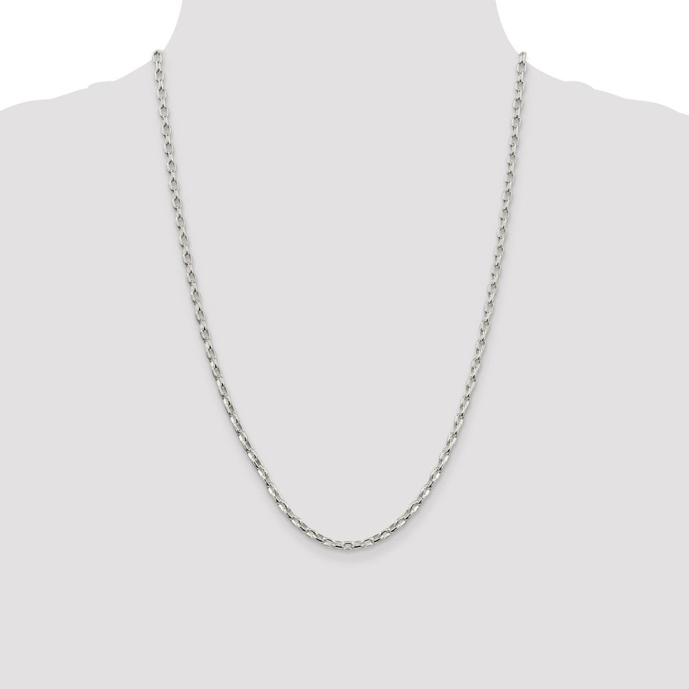 Sterling Silver 3.2mm Oval Fancy Rolo Chain 24 Inches