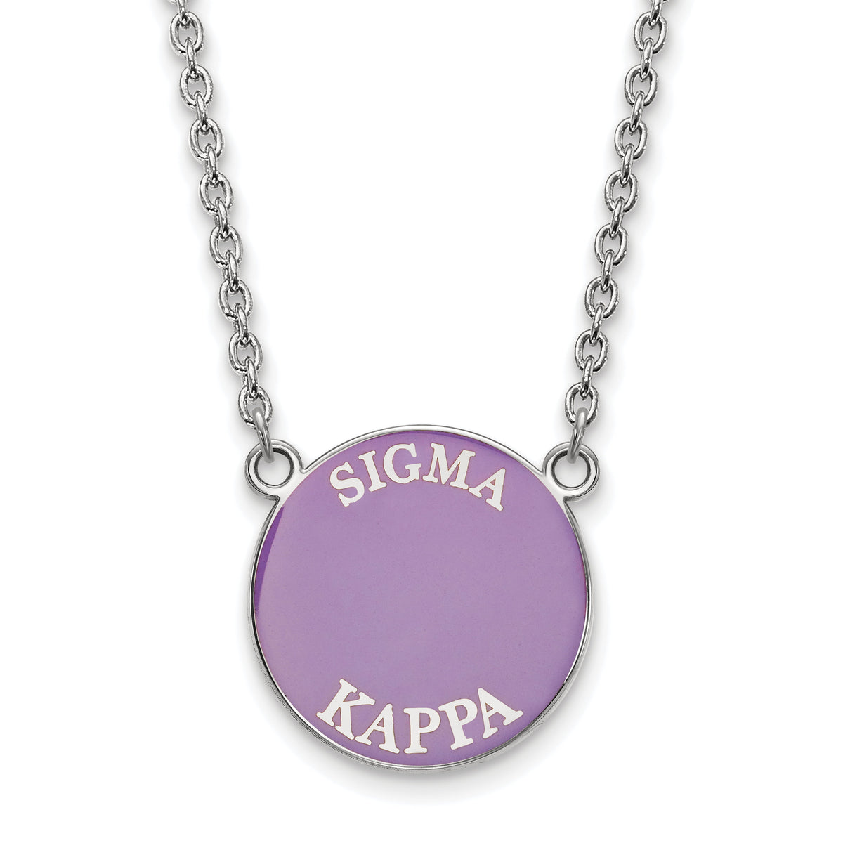 LogoArt Sterling Silver Sigma Kappa Small Enameled Pendant Necklace With 18 Inch