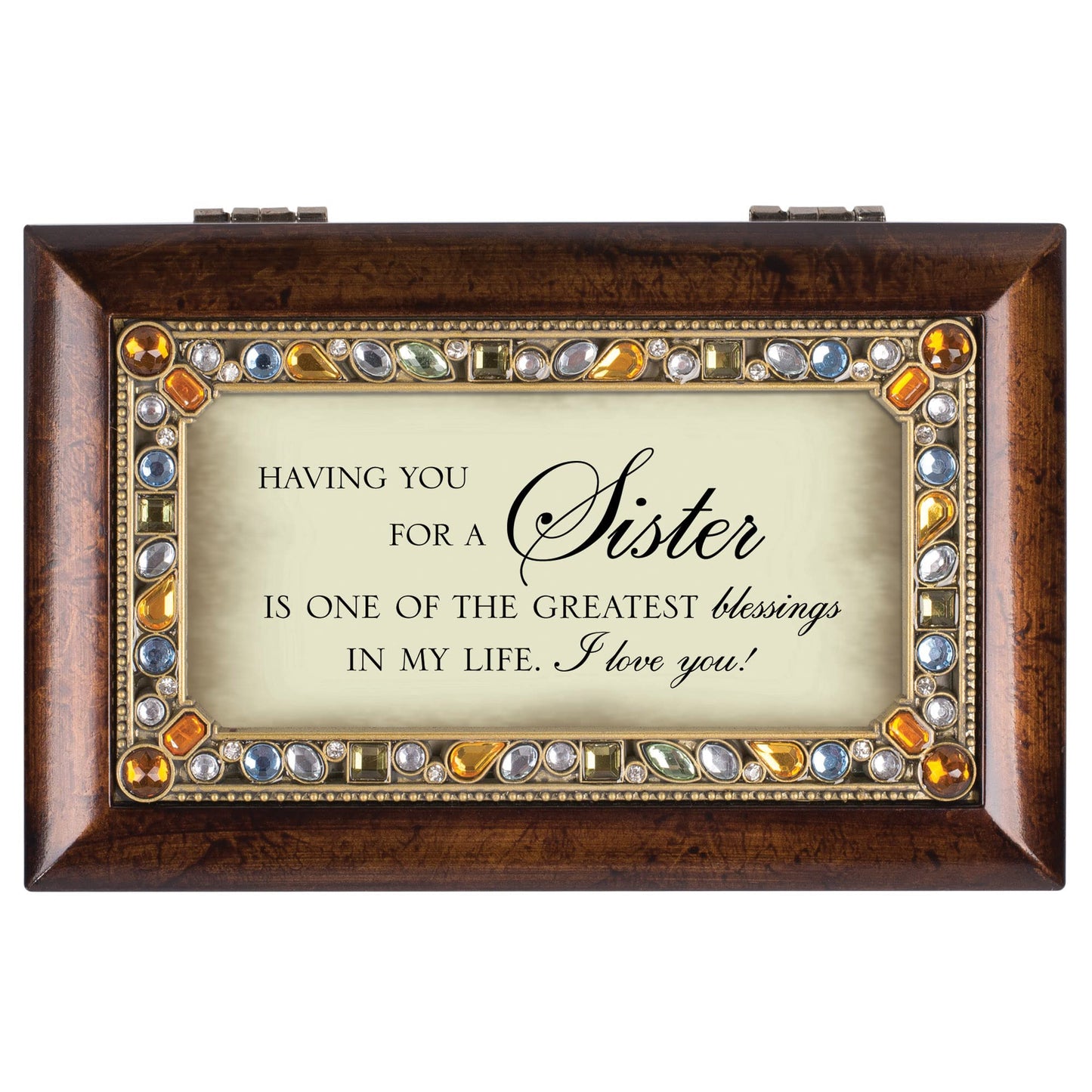 Cottage Garden Sister You Light Up My Life Musical Wood Grain Music Box