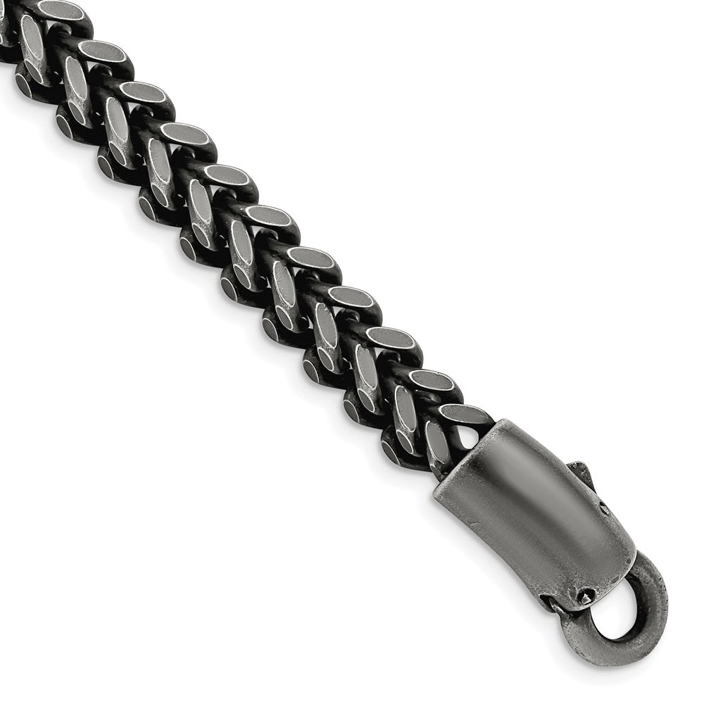 Stainless Steel Antiqued and Brushed Heavy Wheat 9in Bracelet 9 inches