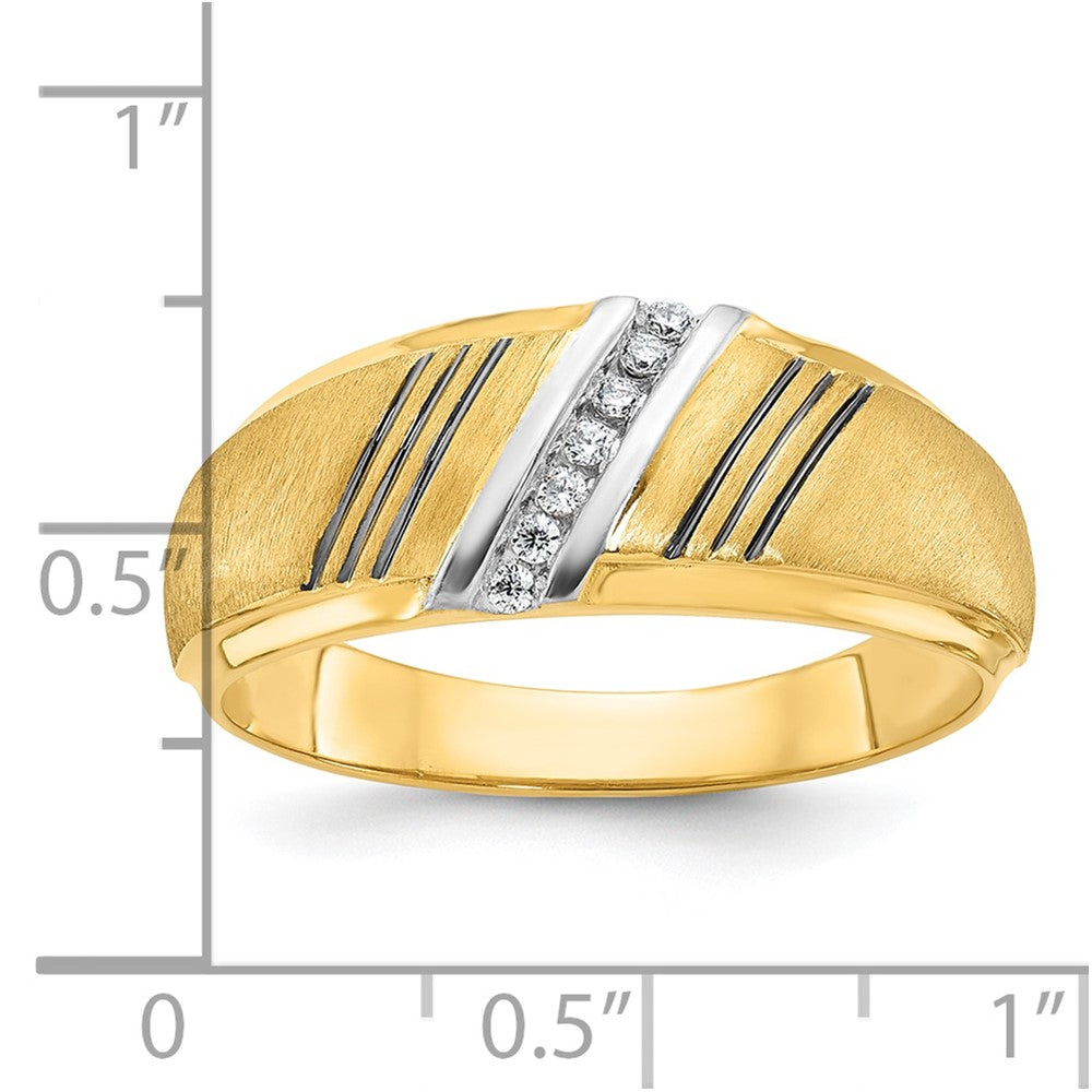 IBGoodman 14k with Black and White Rhodium Men's Polished and Satin 1/20 Carat AA Quality Diamond Ring