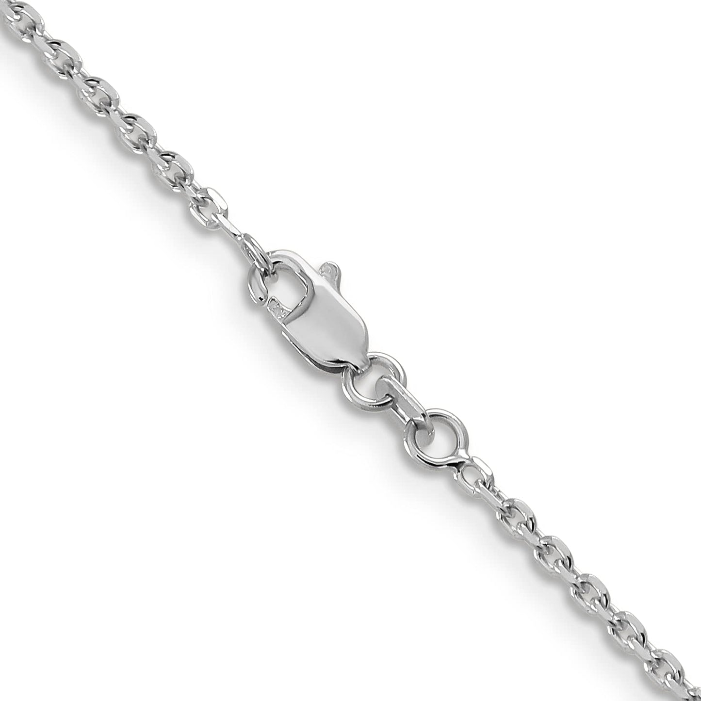 14K White Gold 9 inch 1.65mm Diamond-cut Cable with Lobster Clasp Anklet