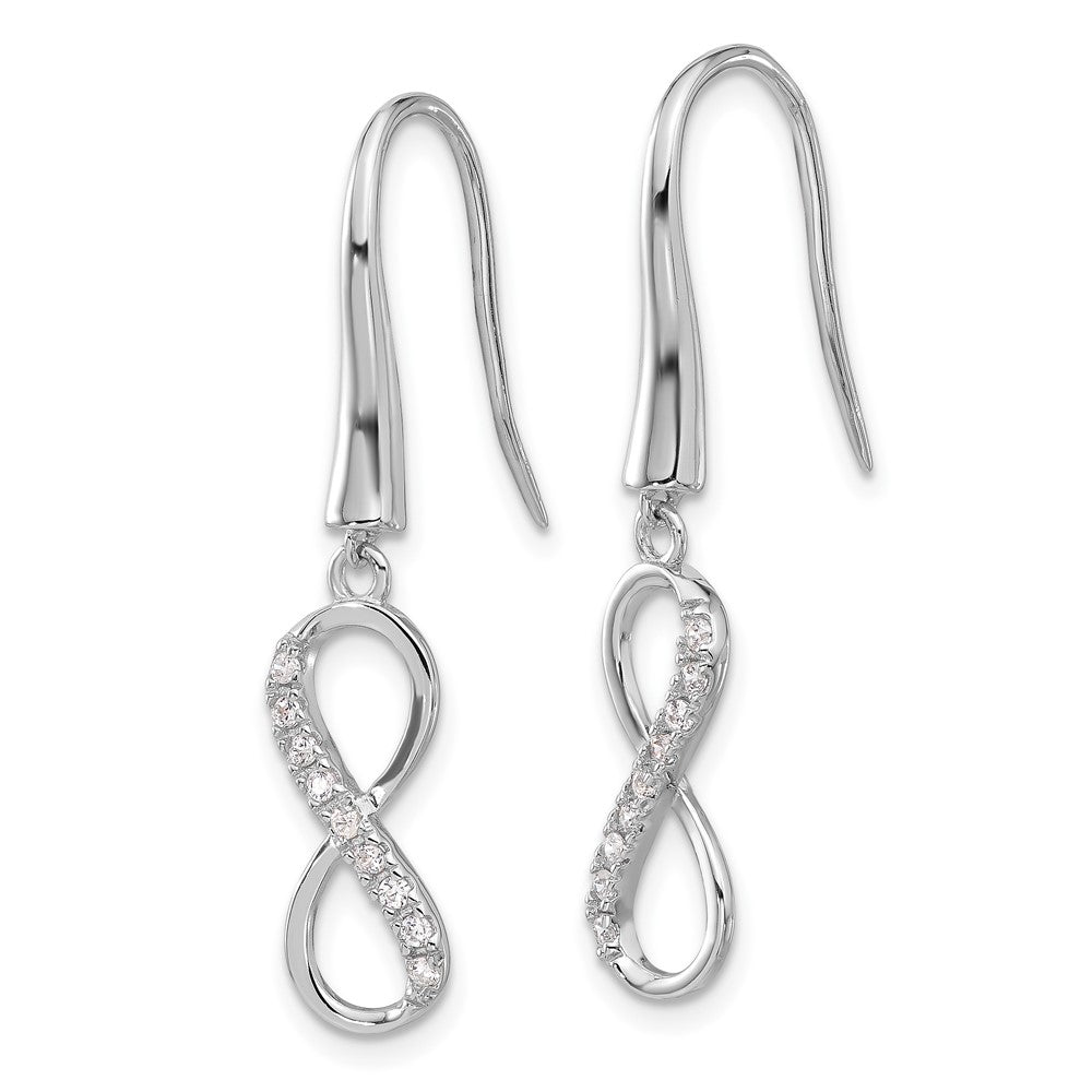 Cheryl M Sterling Silver Rhodium-plated Brilliant-cut CZ Infinity Dangle Earrings