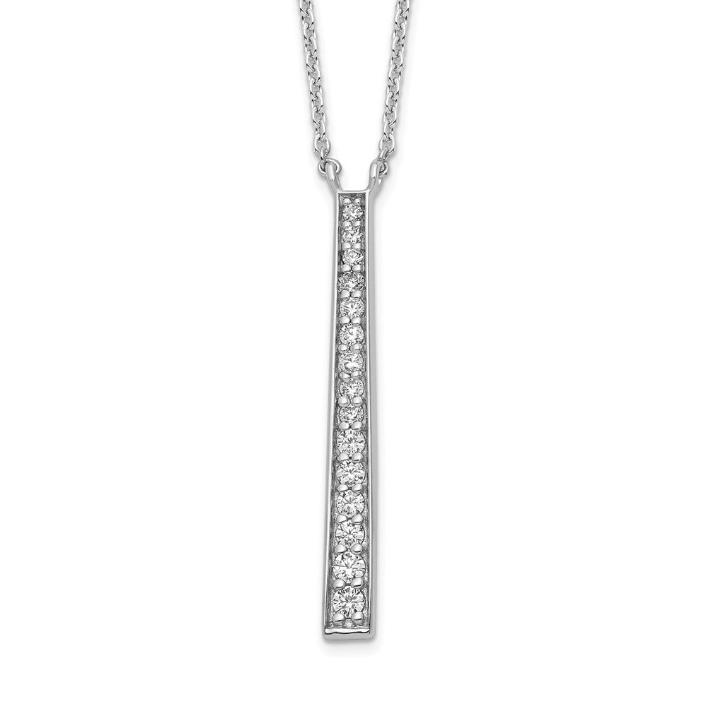 Sterling Silver Rhodium-plated Polished CZ Tapered Pendant Necklace 17.5 Inches