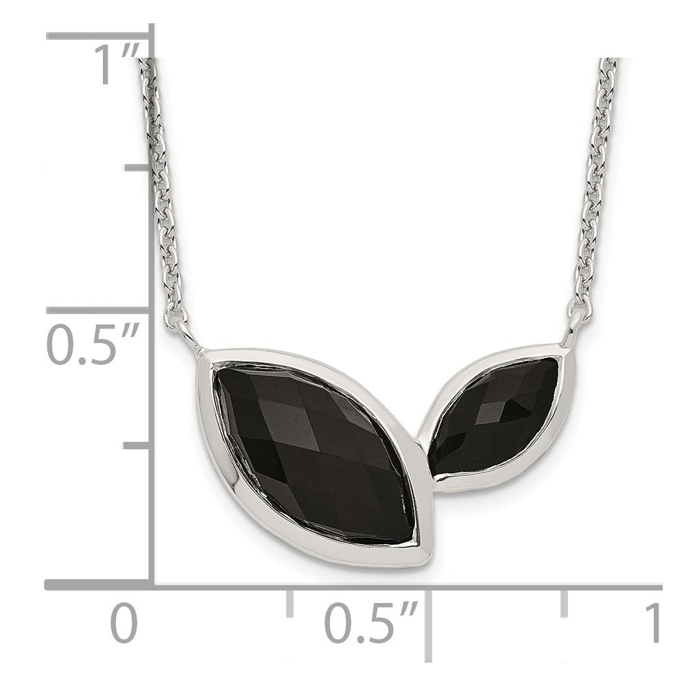 Sterling Silver Faceted Onyx Necklace 18 Inches
