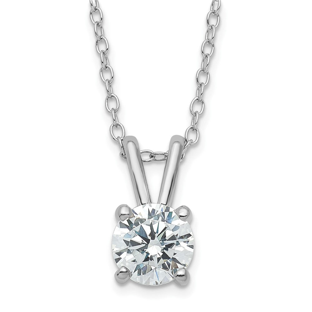 Sterling Silver Rhodium-plated Diamonore 6.5mm Solitare Necklace
