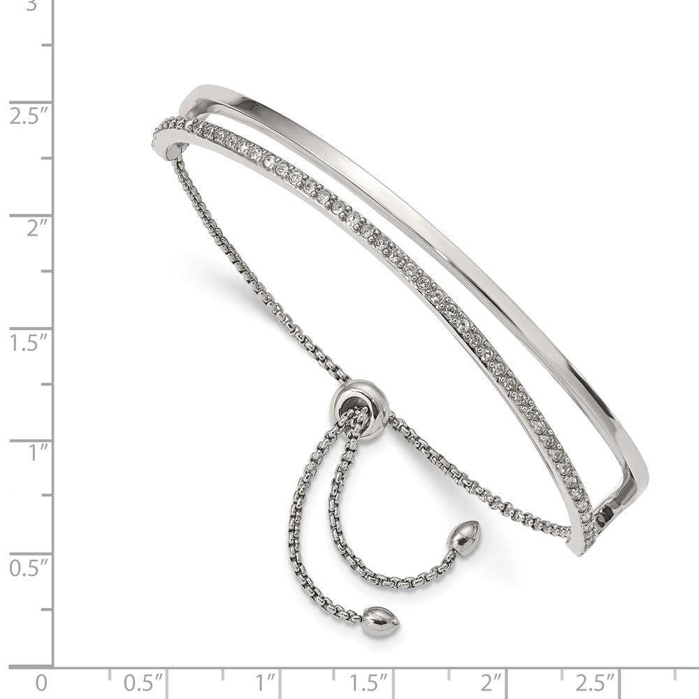 Stainless Steel Polished with Crystals from Swarovski Adjustable Bangle