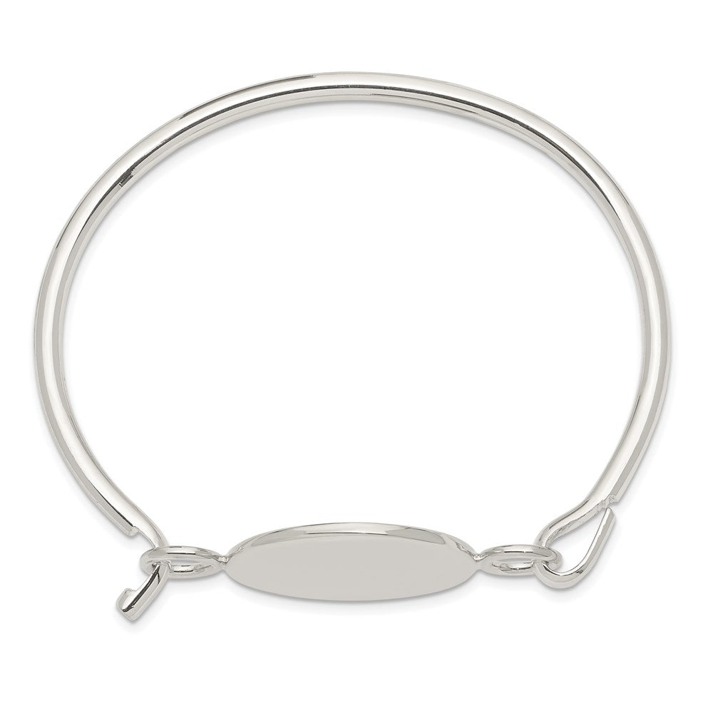 Sterling Silver Bangle w/Round ID Plate Bracelet 7 inches