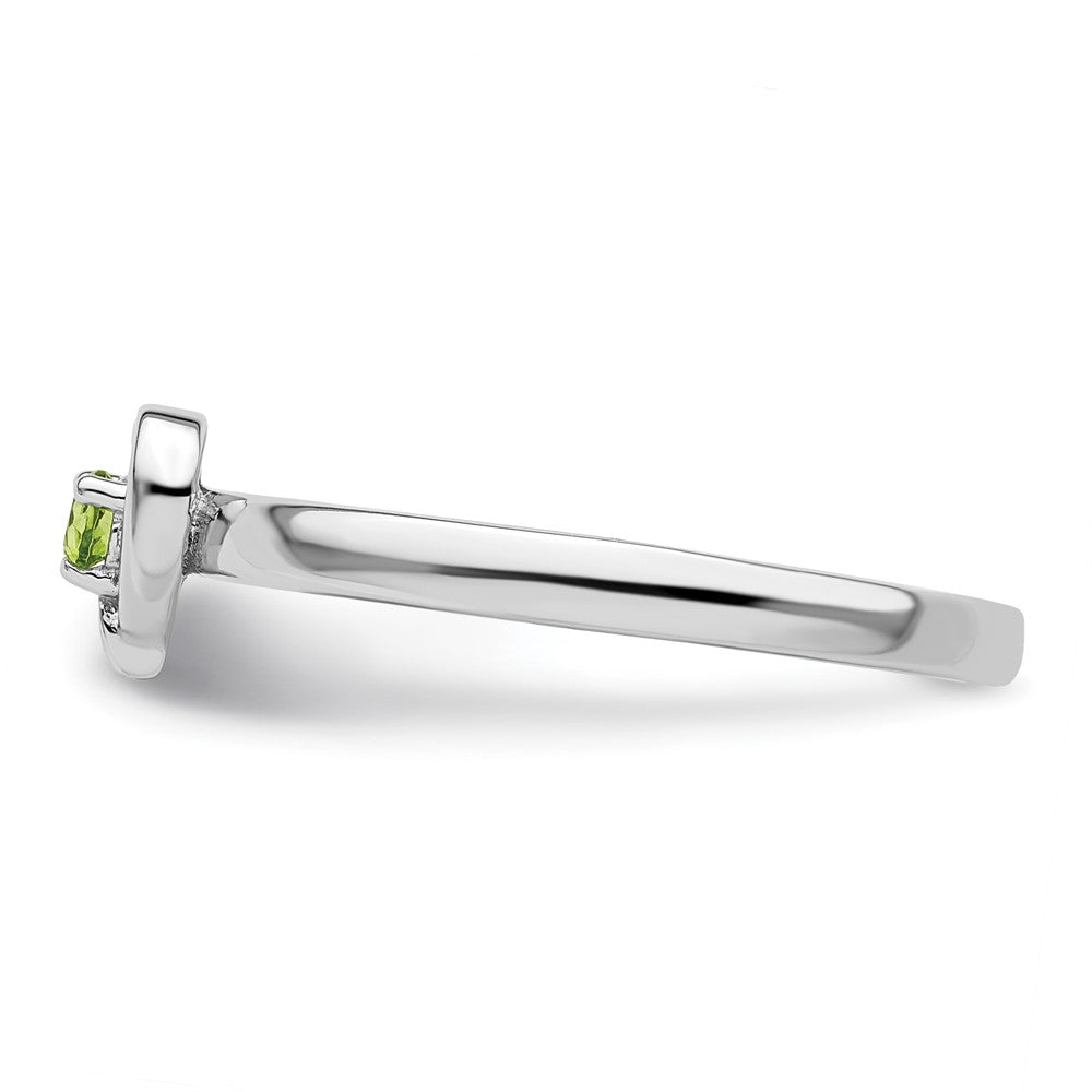 Sterling Silver Stackable Expressions Peridot Heart Ring Size -10