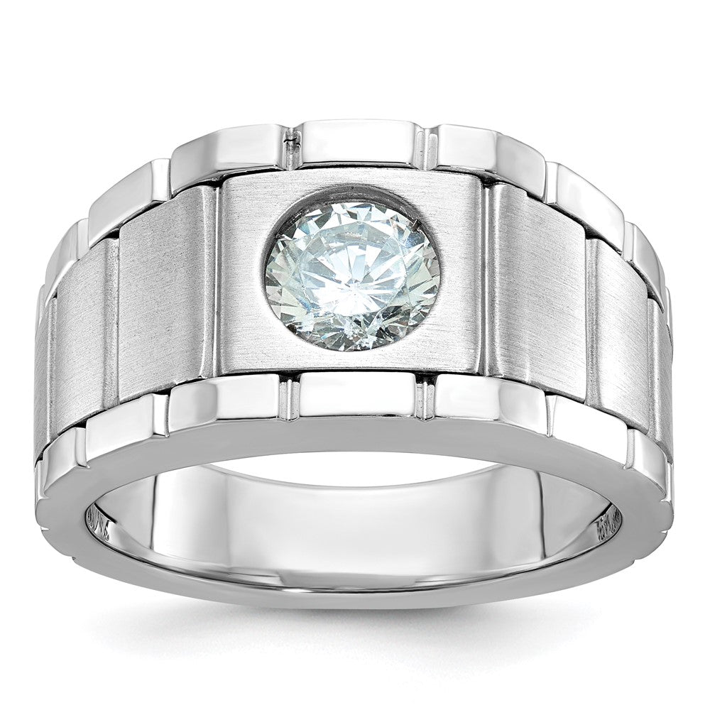 SS Men's Polished & Satin CZ Ring