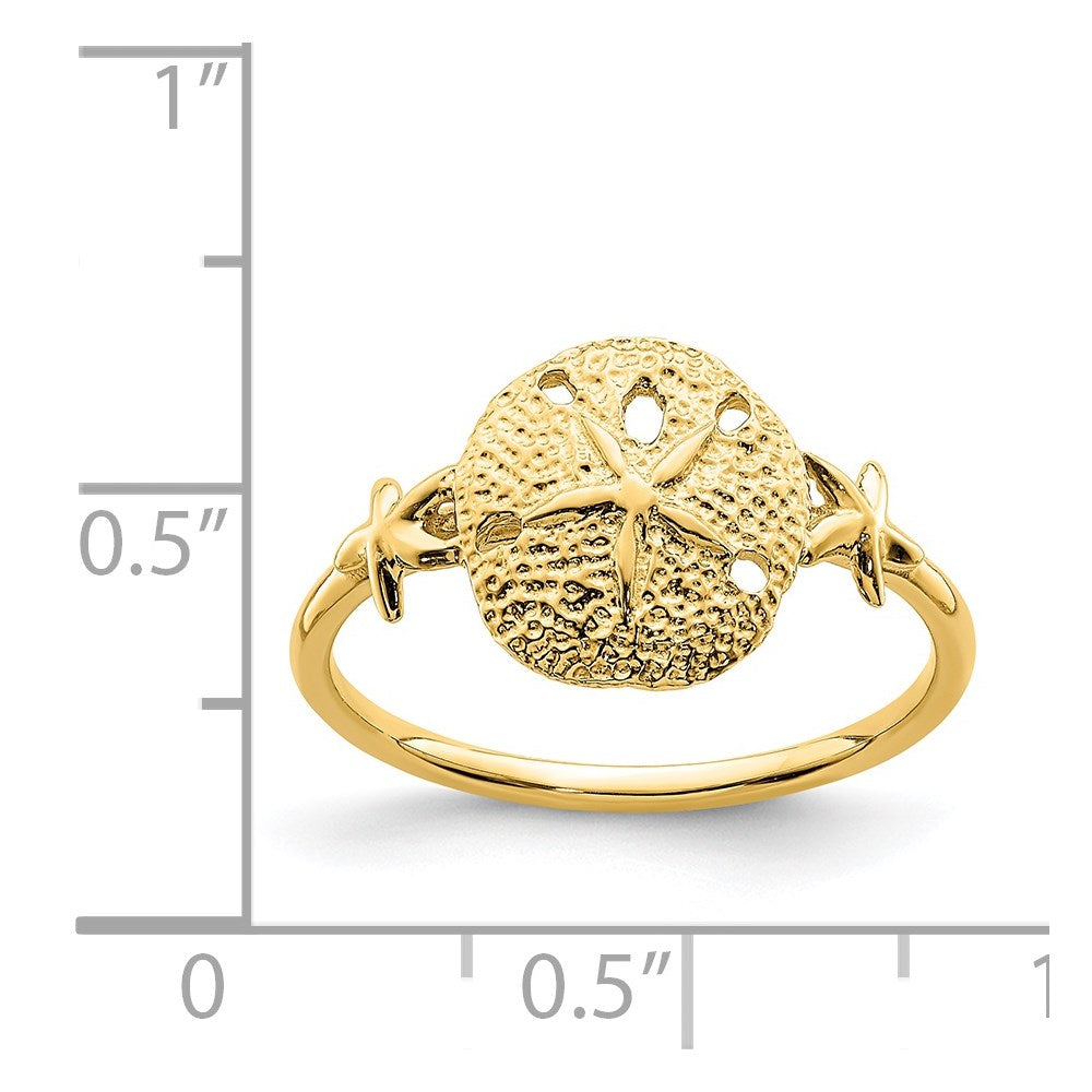 14K Polished Sand Dollar Ring Size 7