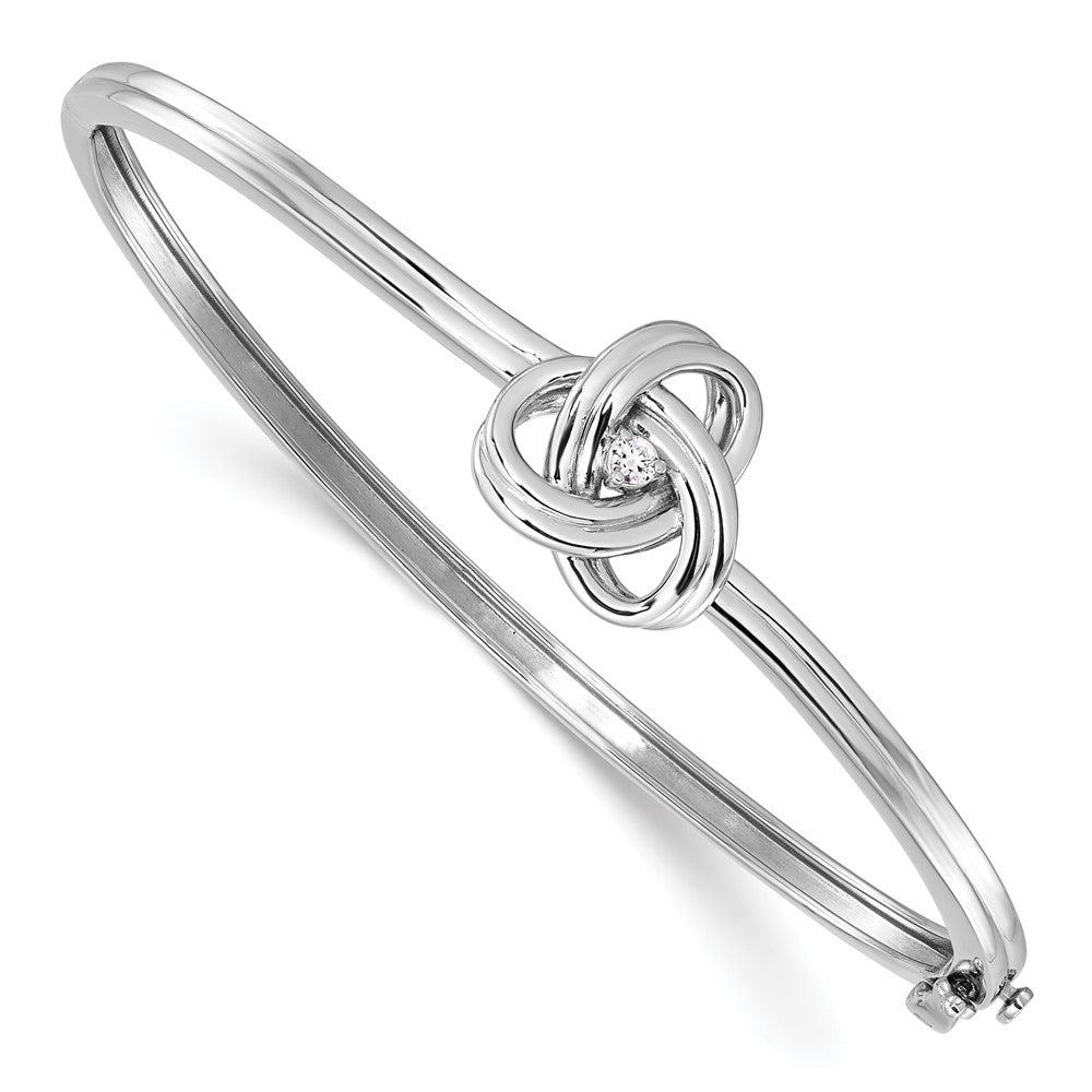 White Ice Sterling Silver Rhodium-plated Diamond Love Knot Hinged Bangle Bracelet 6.75 inches