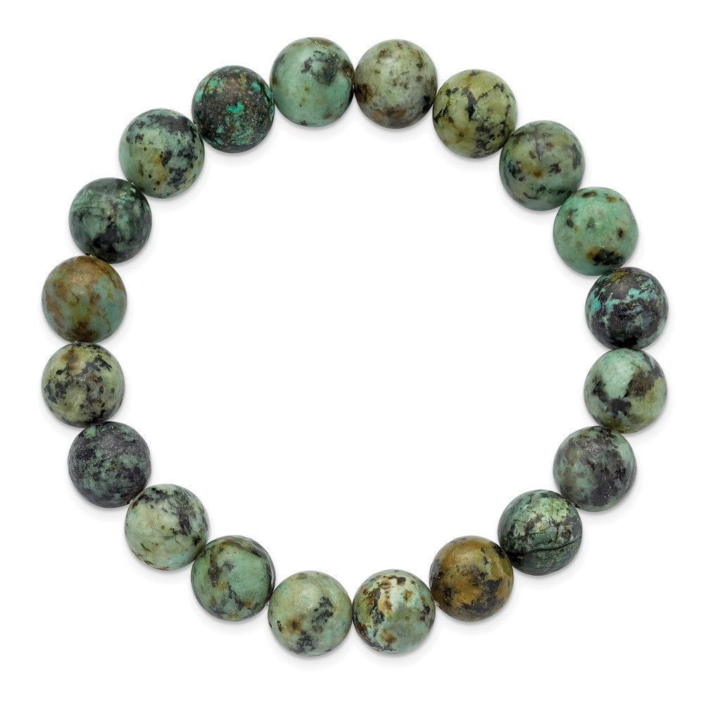 African Pine Agate Beaded Stretch Bracelet 6.5 inches